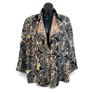 CITRON Santa Monica silk brocade button‎ front jacket sz small/medium